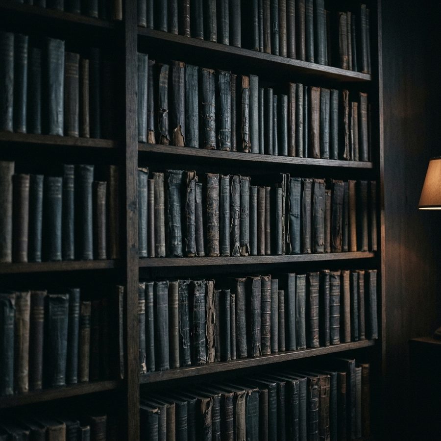 Estante de libros viejos